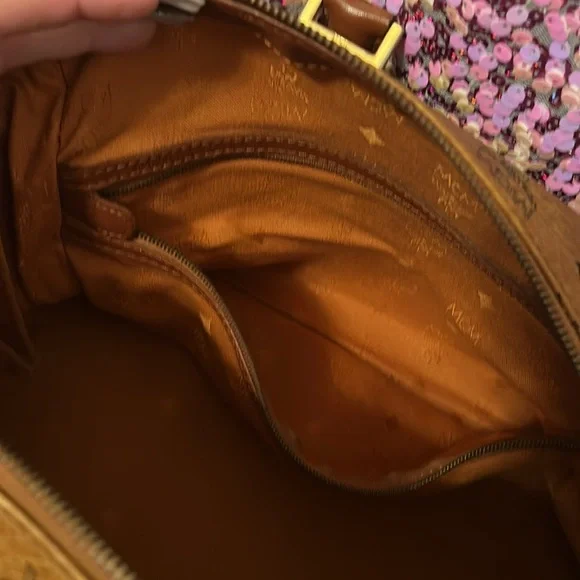 MCM Brown Monogram Leather Handbag - Picture 11 of 12